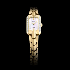 超低价！Seiko 精工 Tressia 系列 金色珍珠母贝手链式女士优雅腕表 SUP330