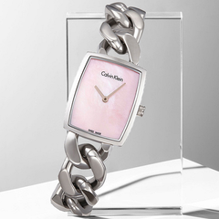 降价！Calvin Klein 卡尔文·克雷恩 Amaze 系列 粉色珍珠贝手链式女士时尚腕表 K5D2M12E