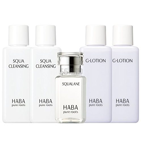 2件9.5折！【中亚Prime会员】HABA 角鲨烷护肤套装5件套（G露20ml*2+鲨烷美容油15ml*1+卸妆油20ml*2）