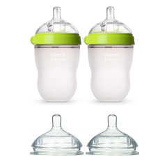 【美亚自营】Comotomo 可么多么 绿色奶瓶250ml*2个+硅胶奶嘴2支装 适合6个月以上宝宝