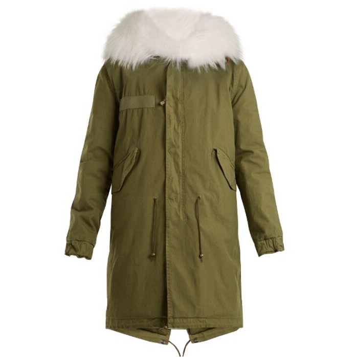 Mr & Mrs Italy Fur-trimmed canvas parka 军绿色皮草大衣