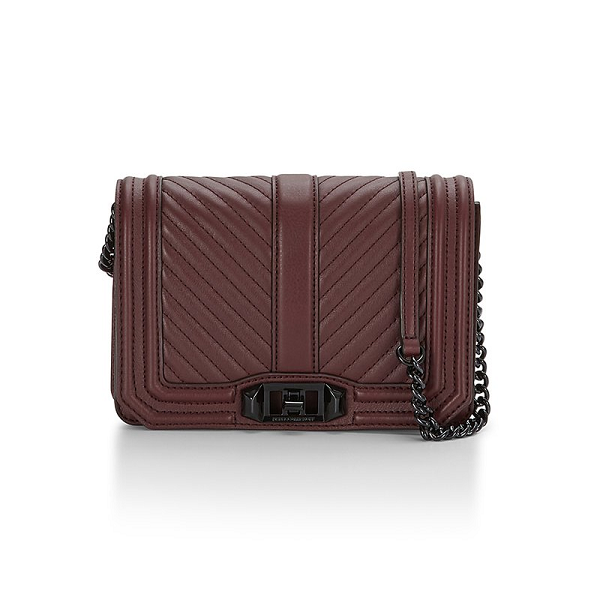 史低价 最后2小时！Rebecca Minkoff 瑞贝卡 CHEVRON QUILTED SMALL LOVE 女士斜挎包