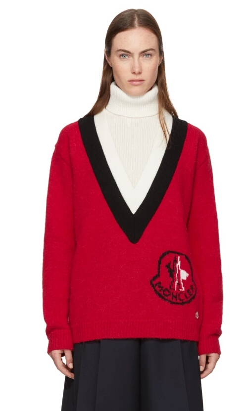 Moncler Gamme Rouge Tricolor Logo Turtleneck 女款毛衣