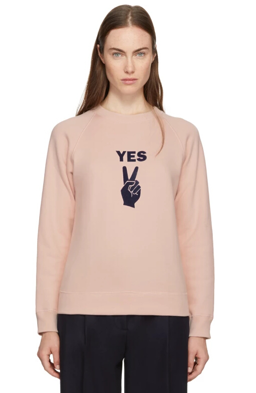 Alexachung Pink 'YES' Peace Sign Sweatshirt