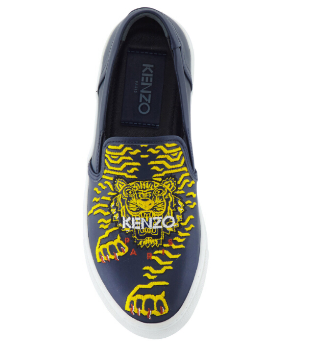 Kenzo EMBROIDERED TIGER LEATHER SLIP ONS 女款虎头*一脚蹬