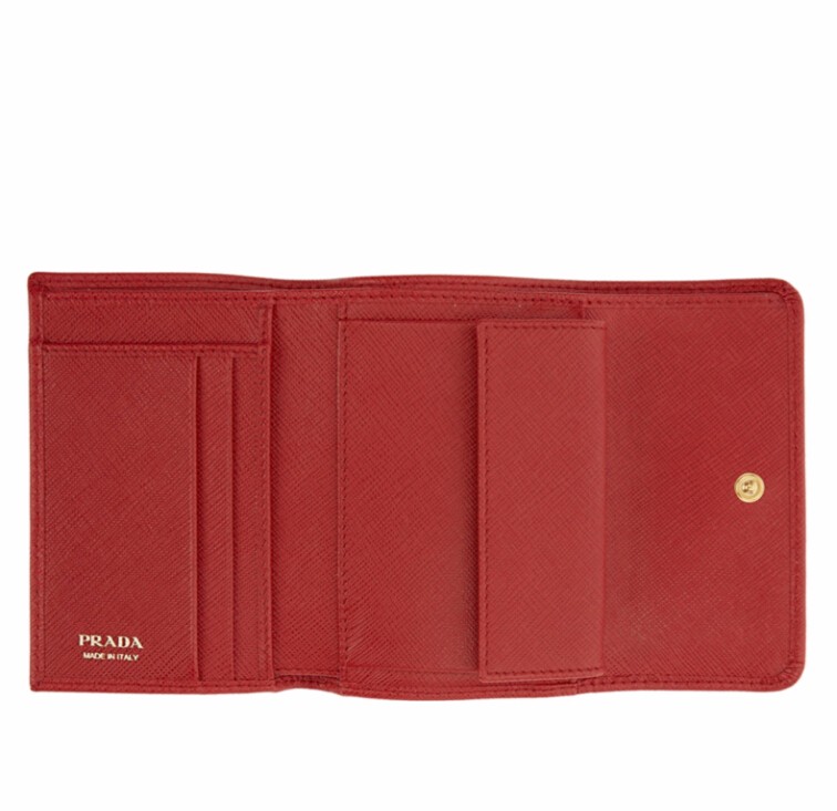 *后一只，春节送礼*~Prada Red Saffiano Trifold Wallet 红色钱包