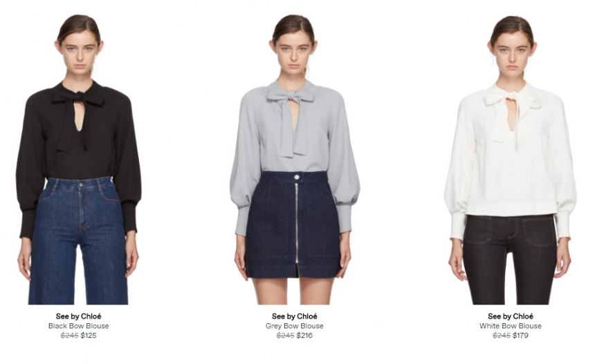 See by Chloé White Bow Blouse 白色蝴蝶结装饰衬衫