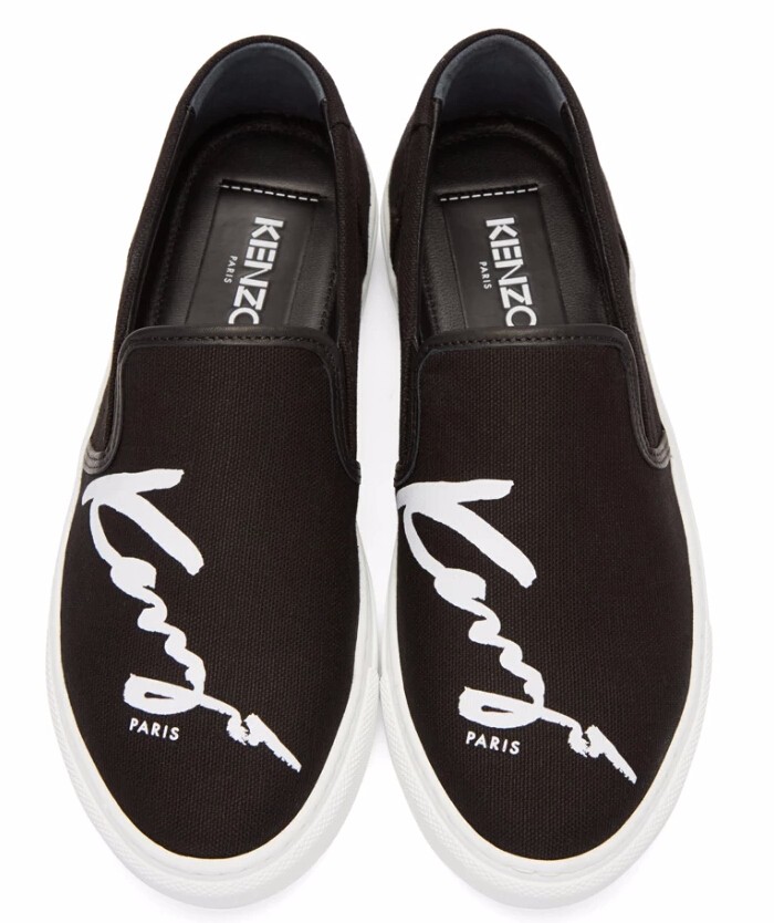 us6码有货~Kenzo Black K-PY Signature Platform Slip-On Sneakers 女款一脚蹬