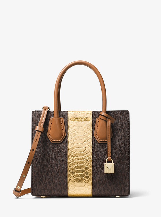 MICHAEL MICHAEL KORS Mercer Logo and Embossed 拼接色小号托特包