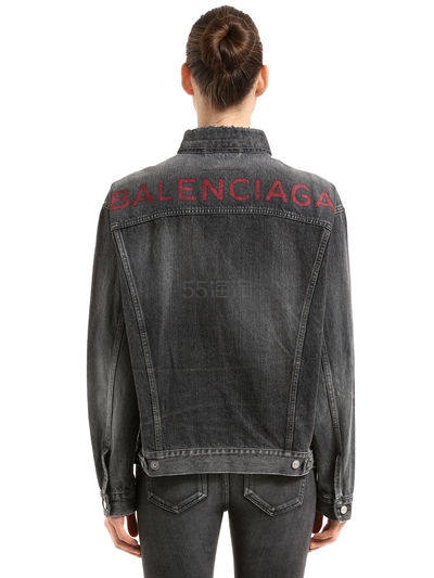 新款8.8折！Balenciaga 巴黎世家 18春夏新款 Oversized 红色 Logo 牛仔外套 