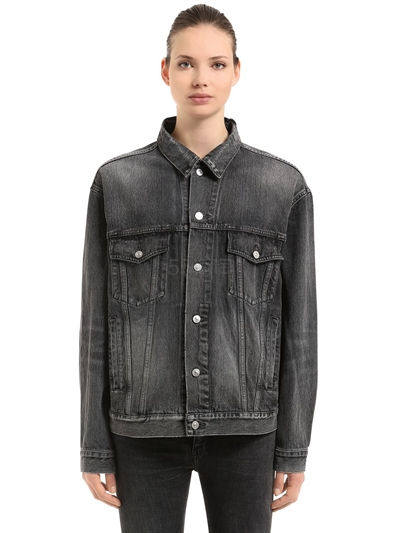 新款8.8折！Balenciaga 巴黎世家 18春夏新款 Oversized 红色 Logo 牛仔外套 