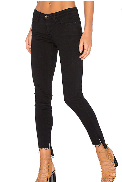 【唐嫣新剧同款】FRAME LE SKINNY DE JEANNE 高低摆毛边超紧身牛仔裤
