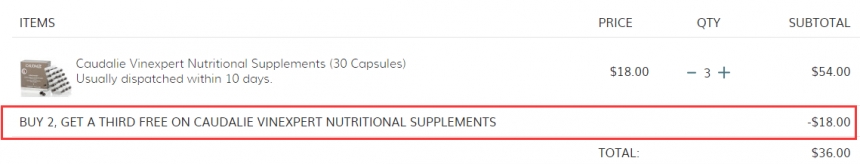 补货！买三免一！CAUDALIE 欧缇丽 抗老*感葡萄籽胶囊