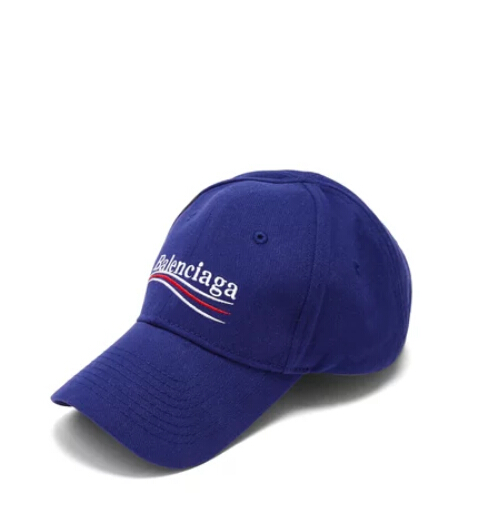 BALENCIAGA Logo-embroidered cotton cap 蓝色棒球帽