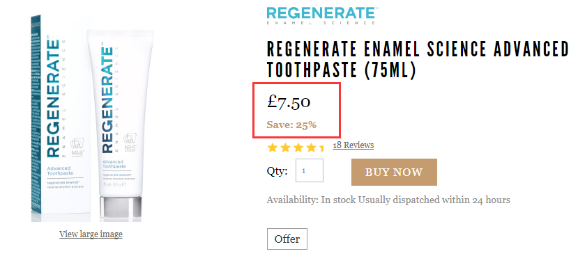 【适合凑单】无需用码！Regenerate *修复牙釉质牙膏 75ml