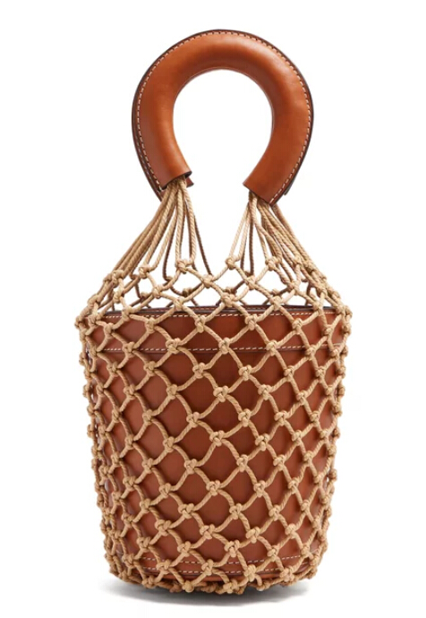 Staud Moreau macrame and leather bucket bag 网兜水桶包