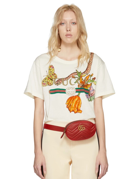 Gucci White Logo Print T-Shirt 女款白色T恤衫
