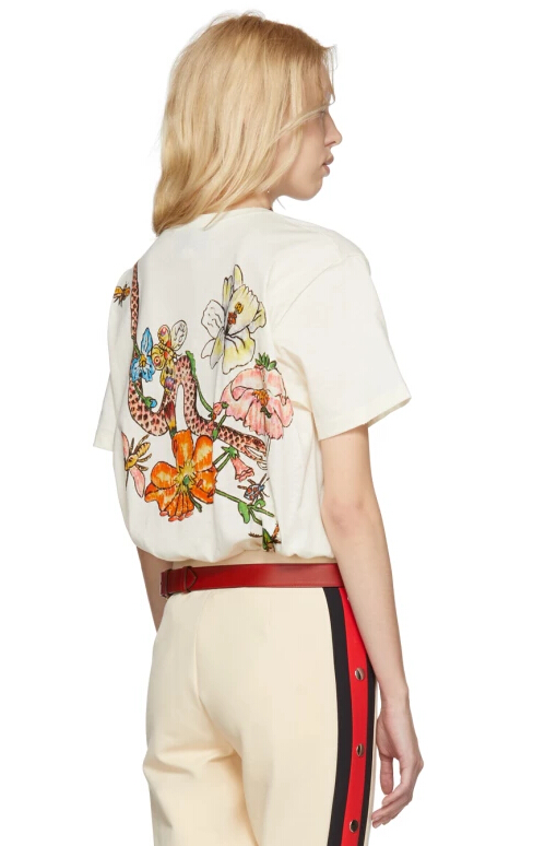 Gucci White Logo Print T-Shirt 女款白色T恤衫