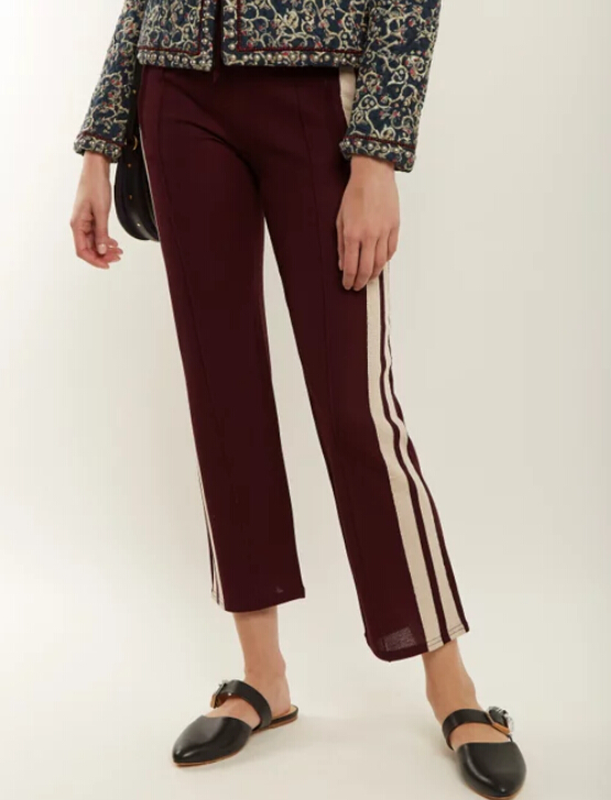 ISABEL MARANT ÉTOILE Dobbs stripe-trimmed track pants 女款酒红色条纹裤