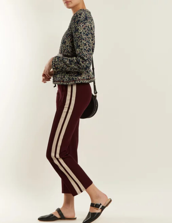 ISABEL MARANT ÉTOILE Dobbs stripe-trimmed track pants 女款酒红色条纹裤