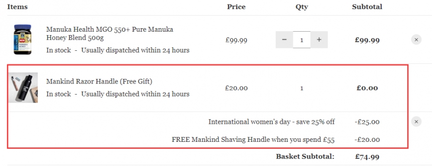 【限时高返】Mankind：Manuka Health 麦卢卡蜂蜜*产品