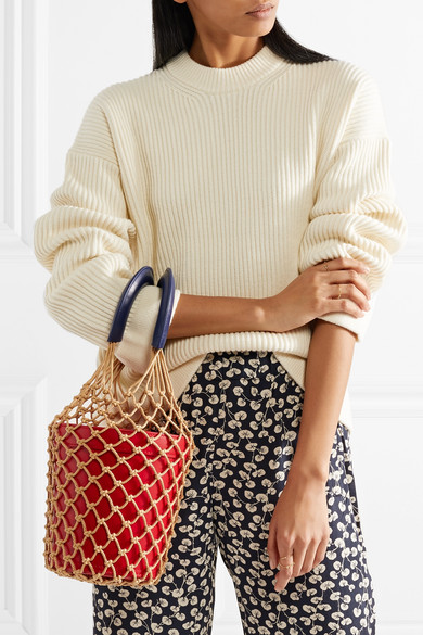 限时9折+反向海淘！STAUD 网红款 Moreau 双色绳结编织皮革水桶包