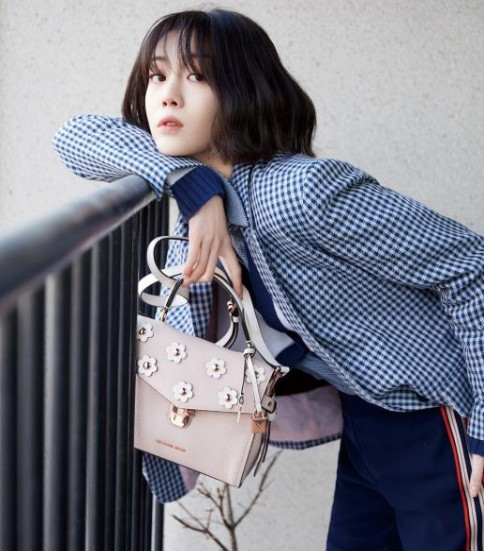 明星同款!Michael Kors 迈克高仕 Bristol Floral Appliqué 立体贴花手提斜挎包