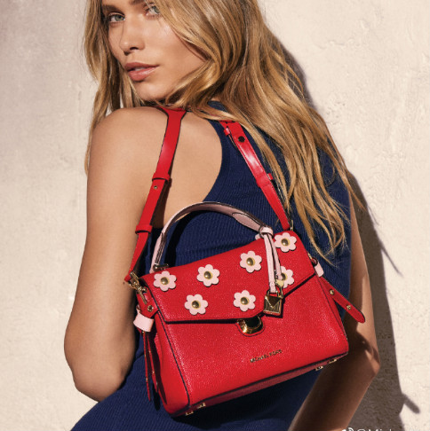 明星同款!Michael Kors 迈克高仕 Bristol Floral Appliqué 立体贴花手提斜挎包