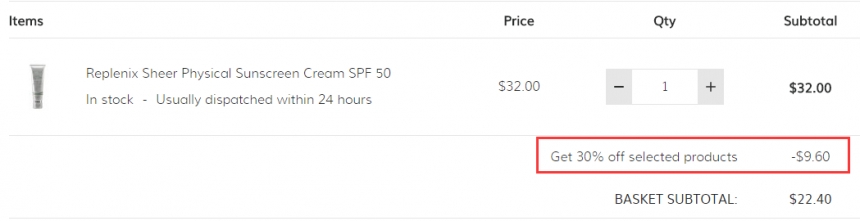 夏天必备！REPLENIX 清透物理* SPF50