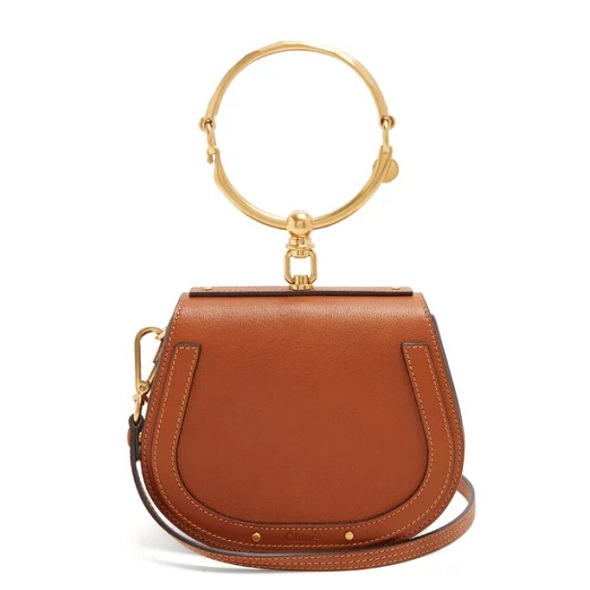 CHLOÉ Nile small leather and suede cross-body bag 经典棕色手袋