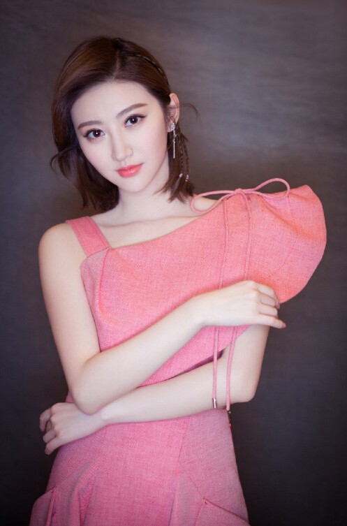 景甜同款 Carven Red Twill Cut-Out Dress 粉色连衣裙