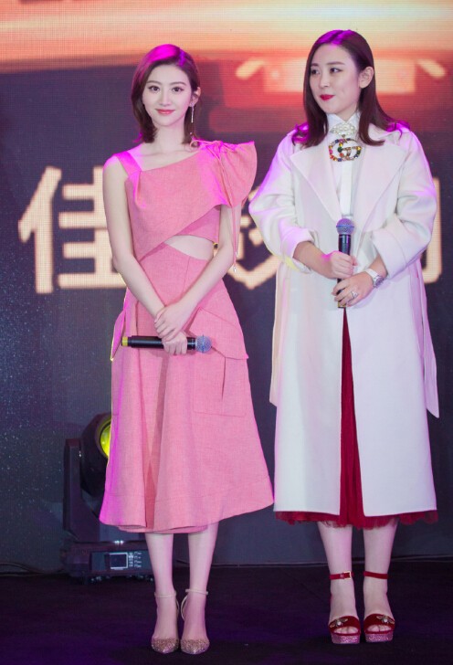 景甜同款 Carven Red Twill Cut-Out Dress 粉色连衣裙