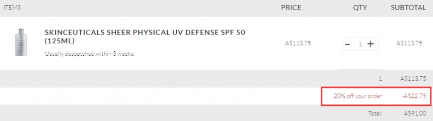 【加量装】8折！Skinceuticals 杜克 修丽可 物理日光防护乳*乳 * 125ml