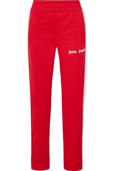 【反向海淘+9折】当季搭配大热款 PALM ANGELS 条纹缎面平纹针织运动裤