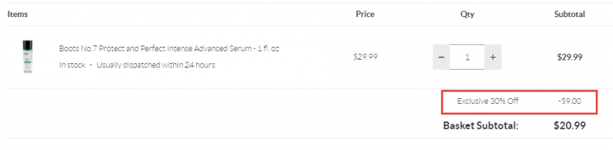 7折！BOOTS NO.7 加强版修护精华 30ml