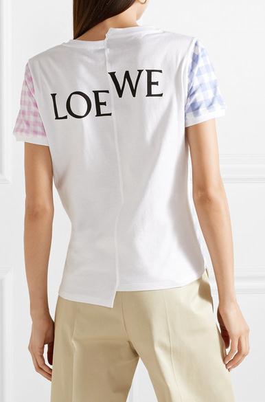 Loewe 对称方格印花纯棉平纹针织 T 恤 