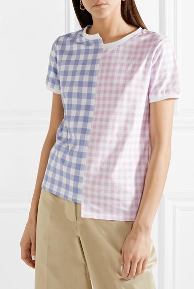 Loewe 对称方格印花纯棉平纹针织 T 恤 