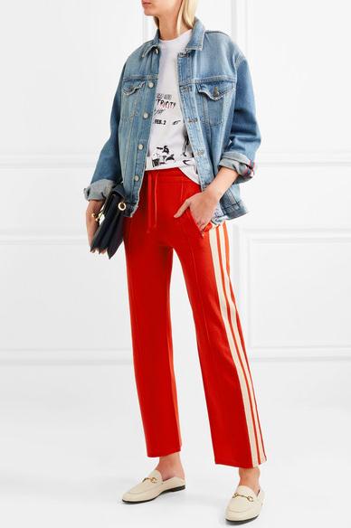 ISABEL MARANT ÉTOILE Dobbs striped jersey track pants 红色竖条纹长裤