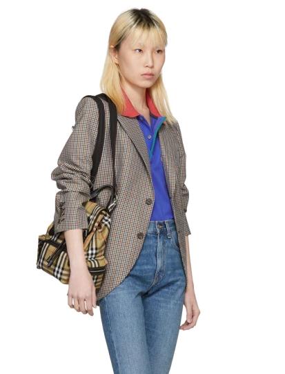 Burberry Yellow Small Heritage Check Backpack 小号经典格纹背包