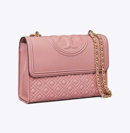 仅剩1只 手快有！Tory Burch Fleming 女士*链条包 藕粉色