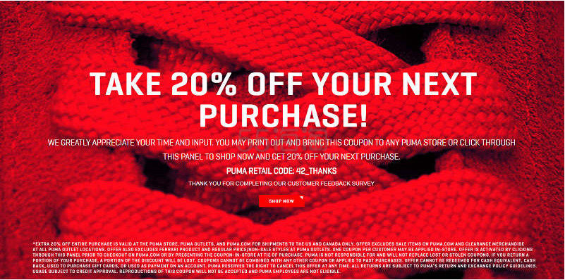 puma survey coupon code
