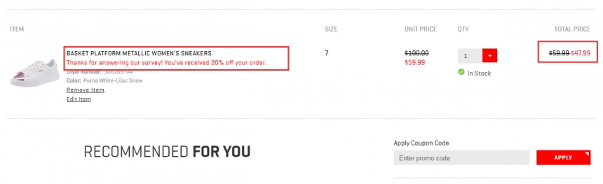 白色还有货，可以享额外8折！Puma 彪马 绒面玫瑰金头厚底女士运动鞋