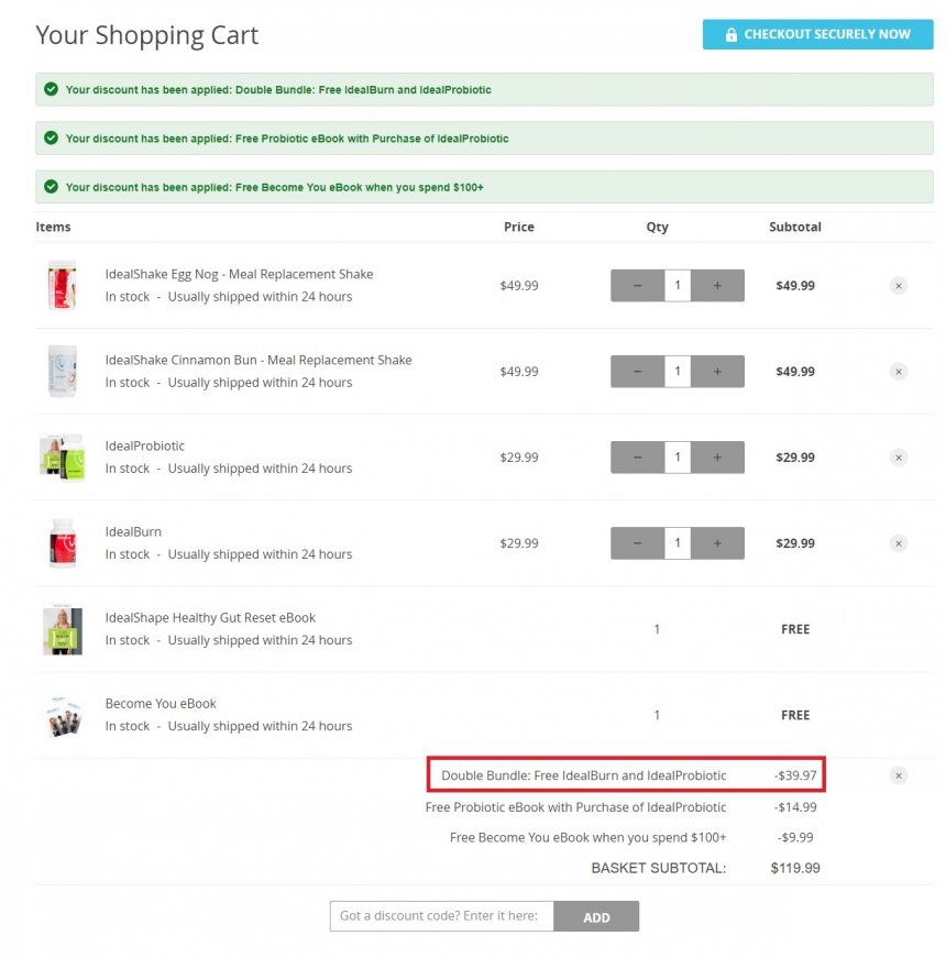 【55专享】IdealShape 经典减脂代餐奶昔 840g*2罐 赠**片+益生菌