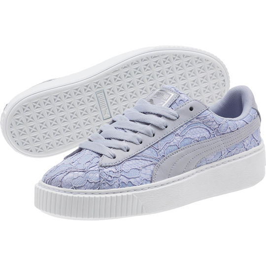 紫色款还有货！PUMA 彪马 BASKET PLATFORM 蕾丝款厚底鞋