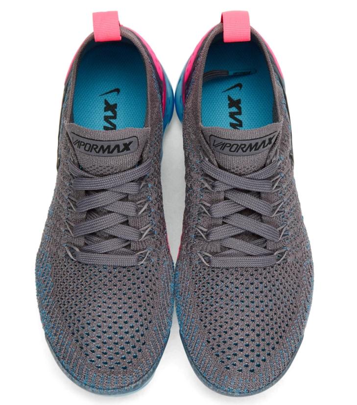 Nike Grey Air VaporMax Flyknit 2 Sneakers 女款蓝灰配色运动鞋