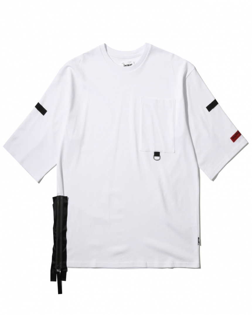 【偶像练习生陈立农同款一套】izzue 字母印花拉链装饰短袖 T 恤