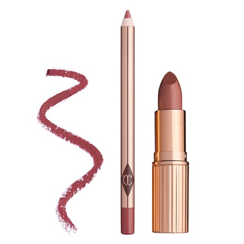 官网独家套装！Charlotte Tilbury CT 滋润唇膏 Stoned Rose + 唇线笔Hot Gossip