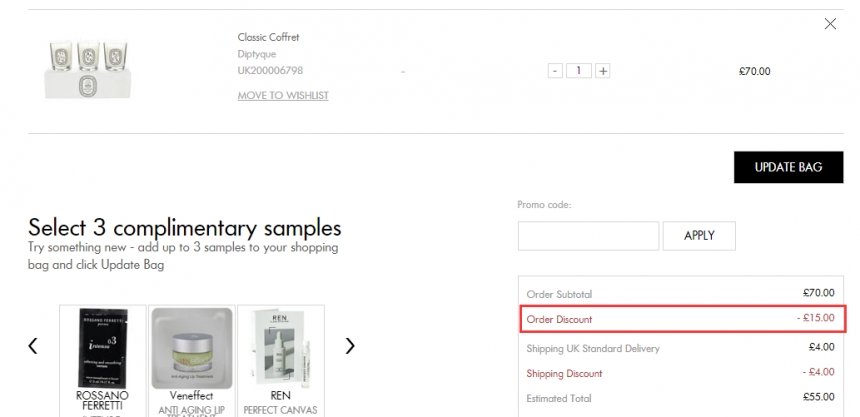 直减£15！DIPTYQUE 经典香薰蜡烛 3*70g