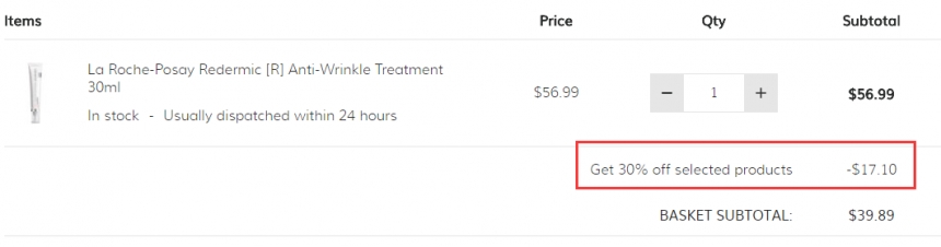 7折！LA ROCHE-POSAY  理肤泉 Redermic R 抗皱*修护精华 30ml