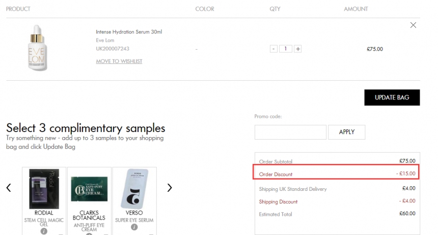 直减£15！EVE LOM 保湿抗老精华 30ml
